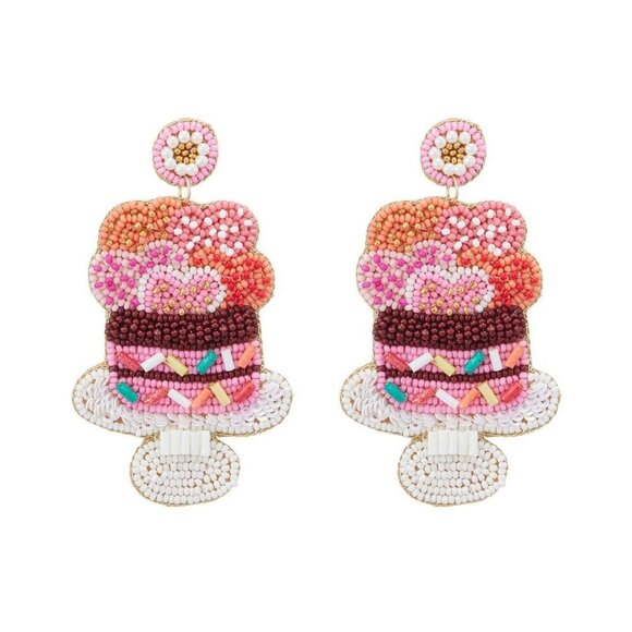 Valentine's Day Cake Seed Beads Earrings - Picture 3 of 3